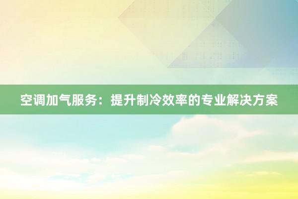 空调加气服务：提升制冷效率的专业解决方案